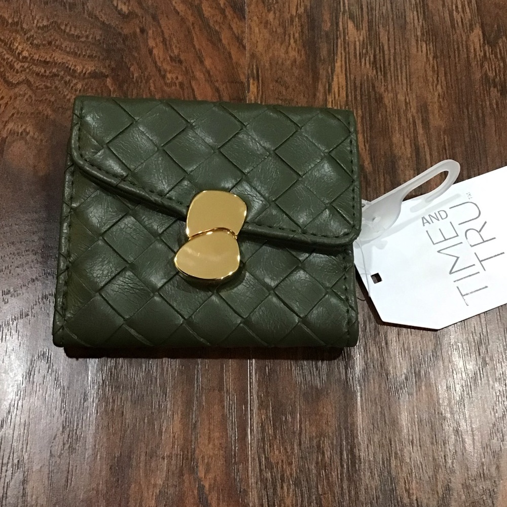 Dark Green Woven Trifold Wallet